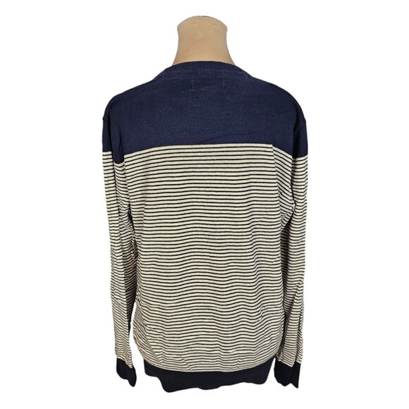 Fredrick Anderson Copenhagen Navy Blue & White Striped Sweater Sz M - Picture 5 of 8